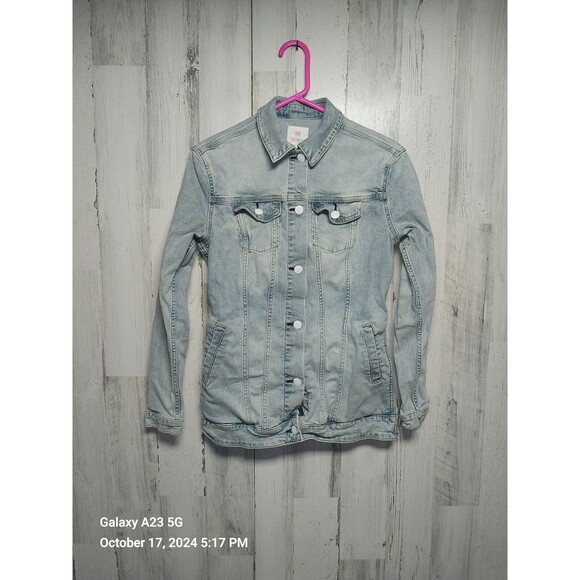 Lularoe Unicorn Jean Jacket Womens Size Small Denim Light Wash Applique Distress - Picture 2 of 8